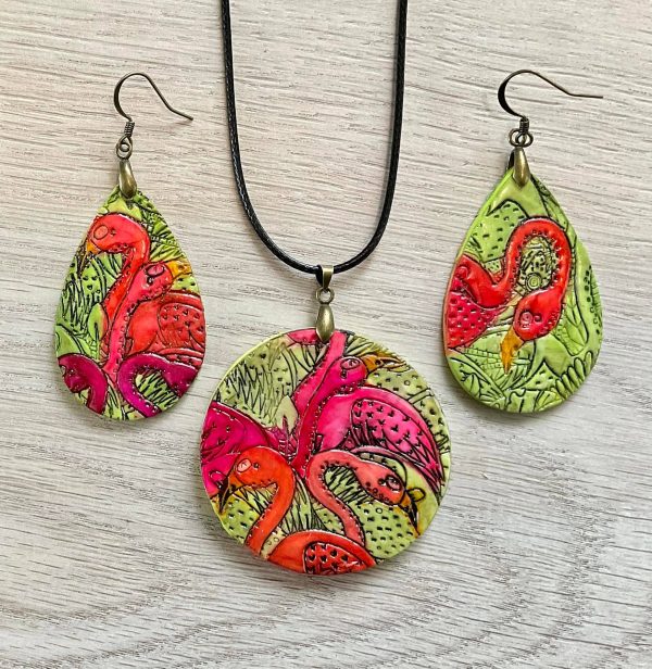 Flamingo Earring and Pendant Set - Image 2