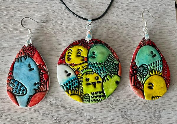 Budgie Earring and Pendant Set - Image 2