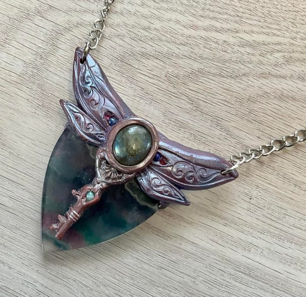 Dragonfly "The Bringer of Truth" with Rainbow Fluorite Lapis Lazuli, Opal and Garnet - Image 2
