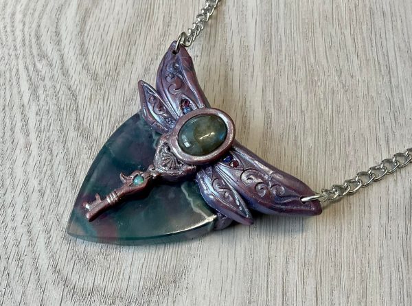 Dragonfly "The Bringer of Truth" with Rainbow Fluorite Lapis Lazuli, Opal and Garnet - Image 5