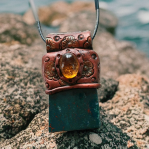 African Bloodstone Citrine pendant