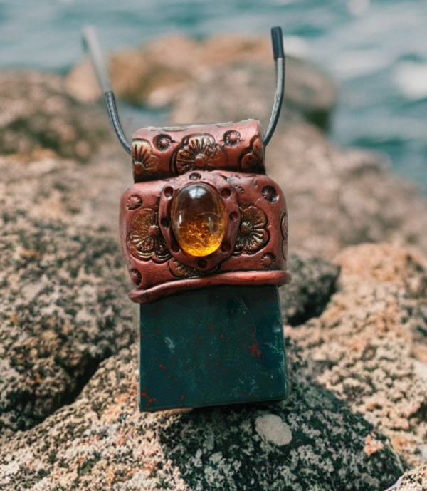 African Bloodstone Citrine pendant