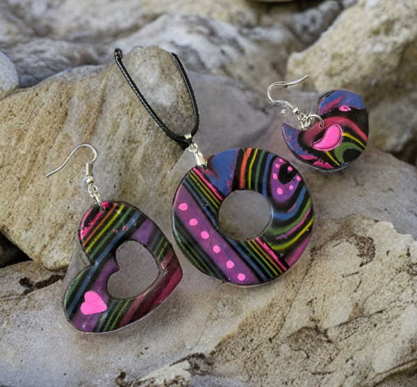 Heart/Bird/Donut Earring and Pendant Set