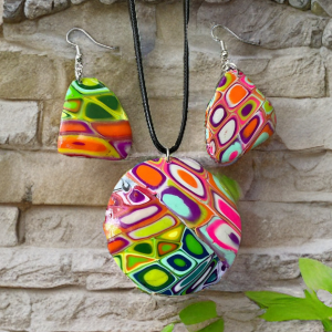 Mokume Earring and Pendant Set #1