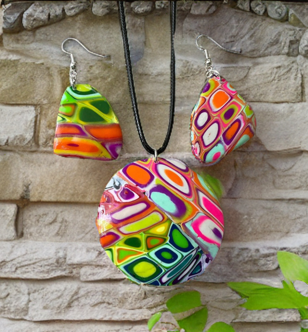 Mokume Earring and Pendant Set #1