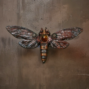 Steampunk Moth/Bee with a Garden Quartz Crystal
