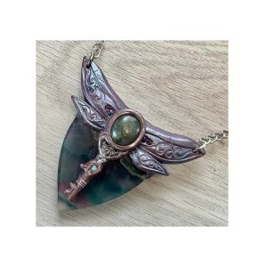 Dragonfly "The Bringer of Truth" with Rainbow Fluorite Lapis Lazuli, Opal and Garnet