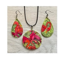Flamingo Earring and Pendant Set