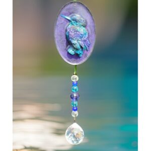 Kingfisher w. purple background suncatcher