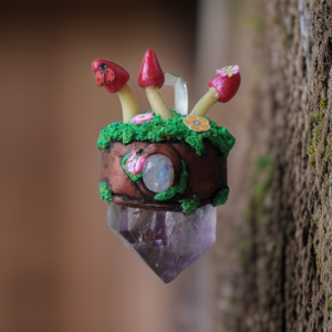 Mushroom Crystal Pendant Necklace